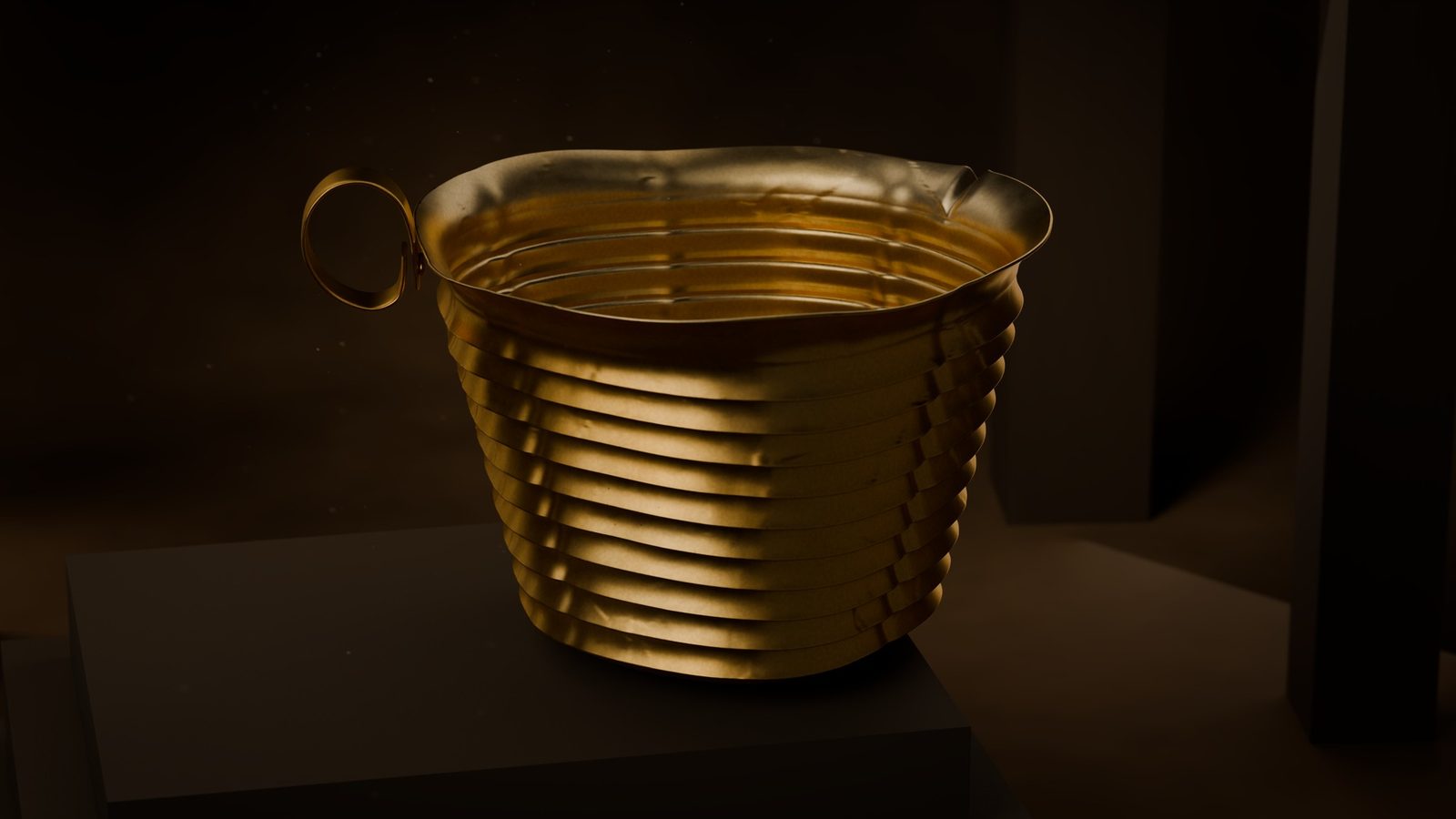 Render of a ribbed gold cup from Shaft Grave IV at Mycenae, National Archaeological Museum 393.